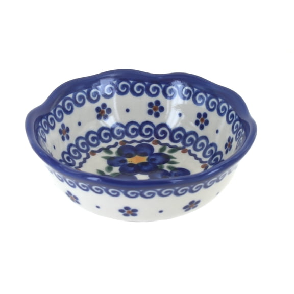 Blue Rose Polish Pottery Spring Blossom Small Scallop Bowl