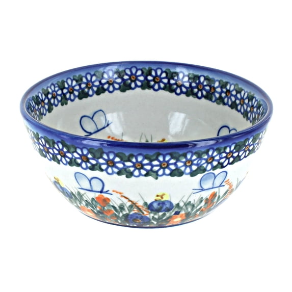 Blue Rose Polish Pottery Spring Butterfly Cereal/Soup Bowl