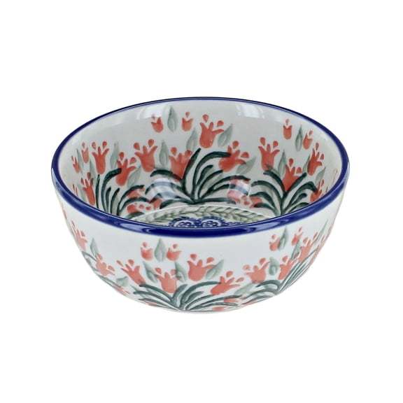 Blue Rose Polish Pottery Spring Tulip Dessert Bowl