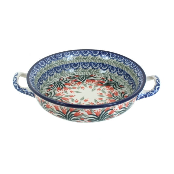 Blue Rose Polish Pottery Spring Tulip Mini Casserole with Handles