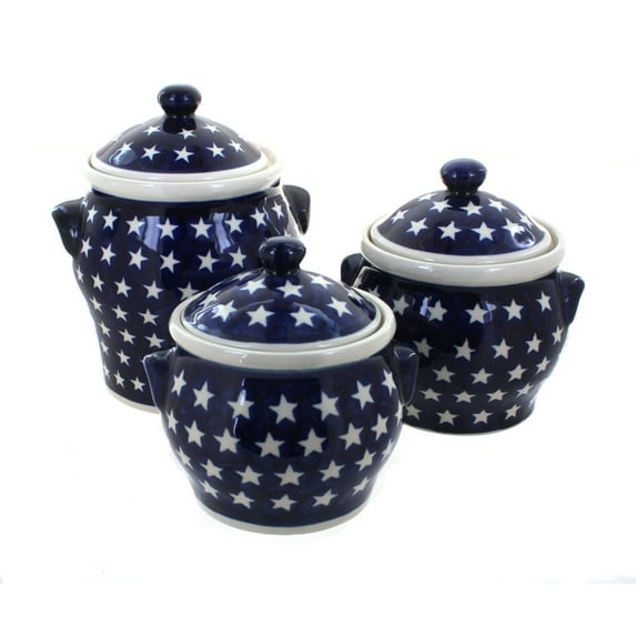 Blue Rose Polish Pottery Stars Canister Set