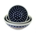 thumbnail image 1 of Blue Rose Polish Pottery Stars & Stripes 3 Piece Serving Bowl Set, 1 of 2