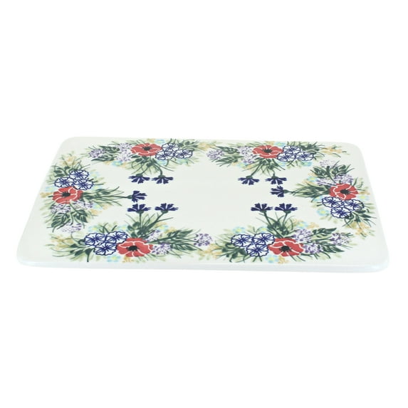 Blue Rose Polish Pottery Summer Garden Cutting Board