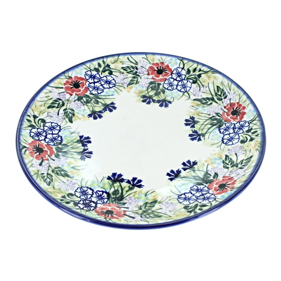 Blue Rose Polish Pottery Summer Garden Dinner Plate