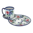 thumbnail image 1 of Blue Rose Polish Pottery Summer Garden Oval Breakfast Plate & Mug Set, 1 of 1