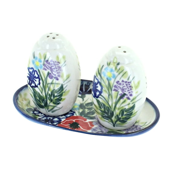 Blue Rose Polish Pottery Summer Garden Salt & Pepper Shakers
