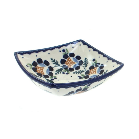 Blue Rose Polish Pottery Sunflower Small Square Bowl
