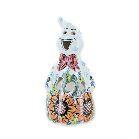 Blue Rose Polish Pottery Sunflower Splendor Small Ghost Luminary
