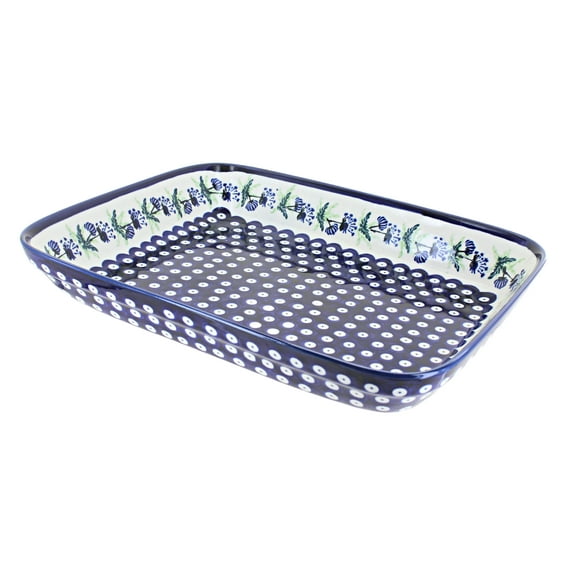 Blue Rose Polish Pottery Sweet Annie Large Rectangular Baker