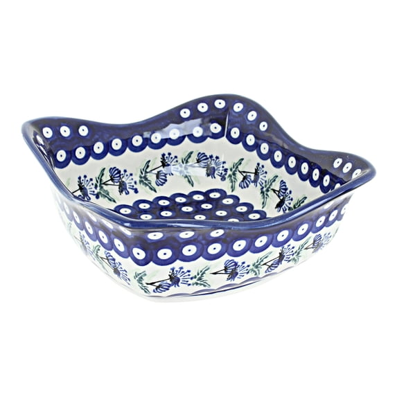 Blue Rose Polish Pottery Sweet Annie Large Square Scallop Bowl