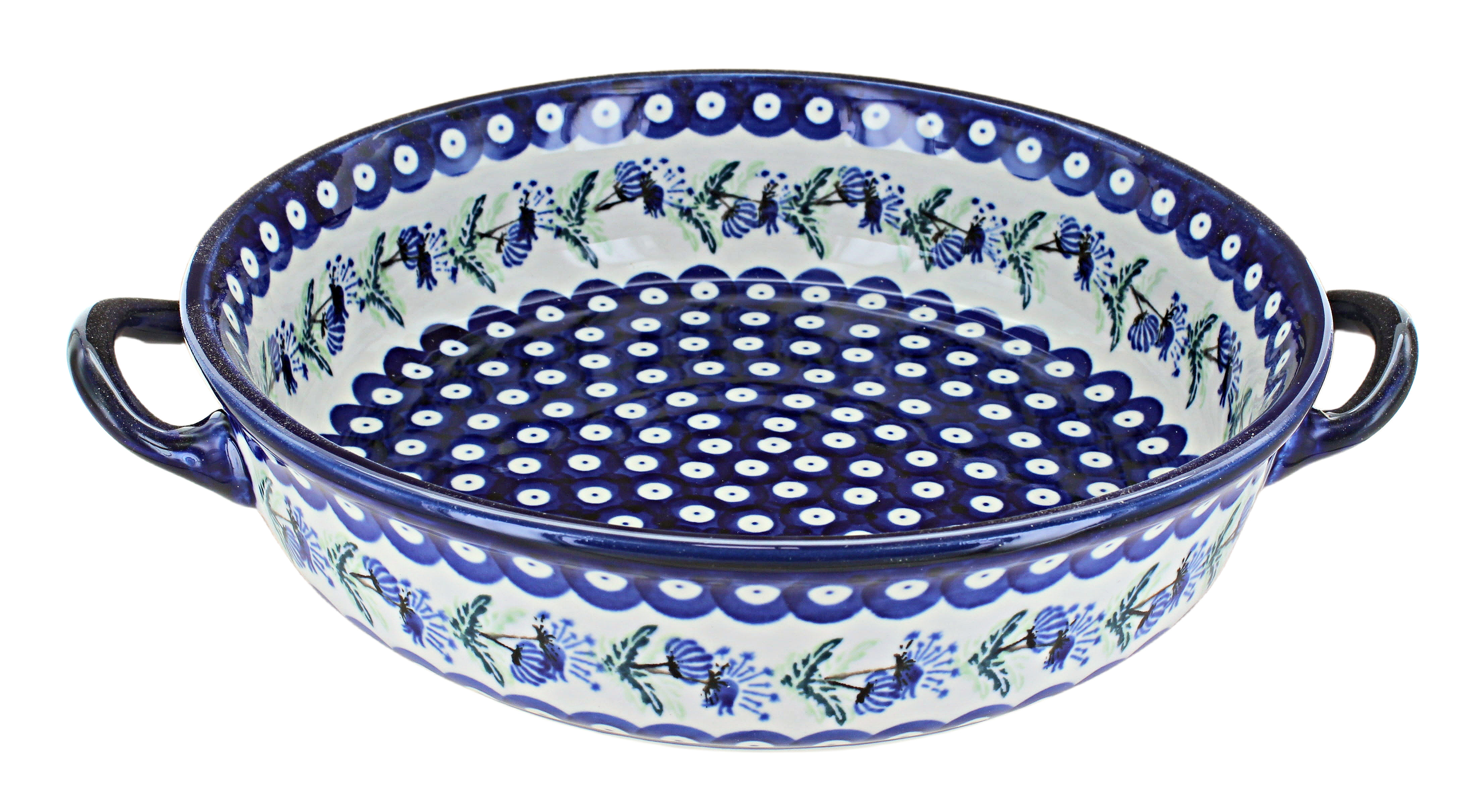 Blue Rose Polish Pottery Sweet Annie Round Casserole with Handles ...