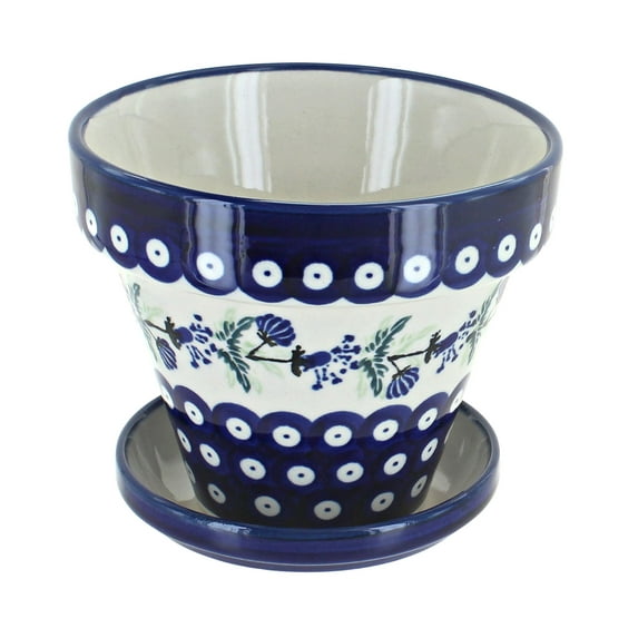Blue Rose Polish Pottery Sweet Annie Small Flower Pot