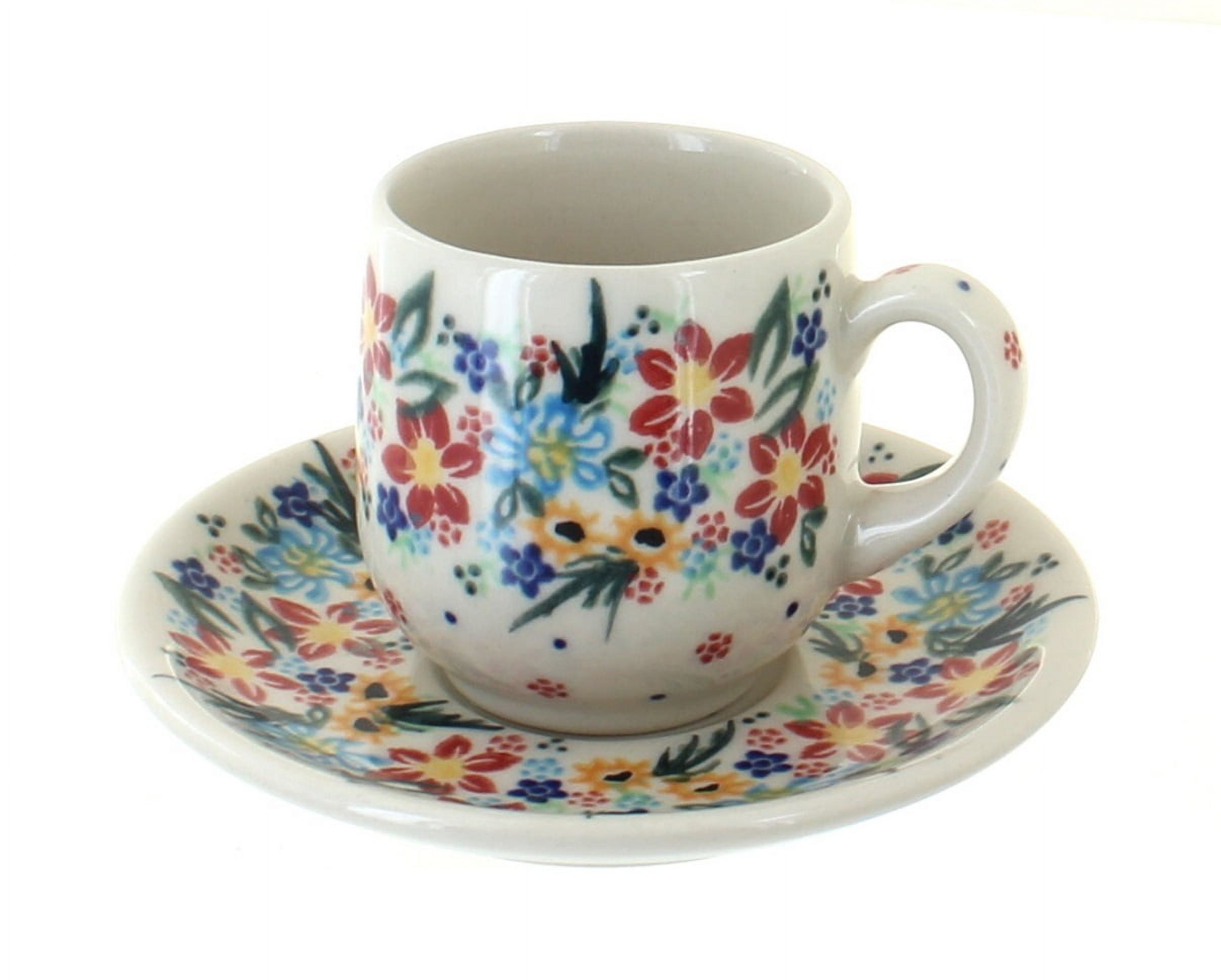 Blue Rose Polish Pottery Tara Espresso Cup & Saucer - image 1 of 2