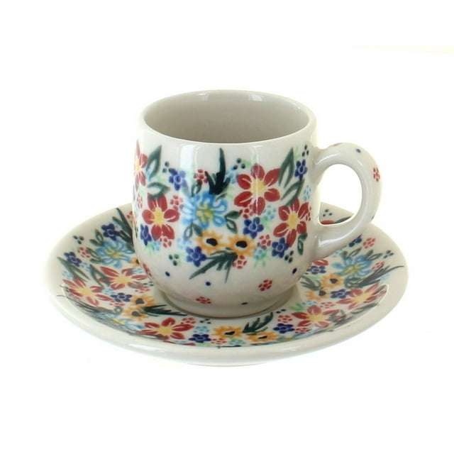 Blue Rose Polish Pottery Tara Espresso Cup & Saucer