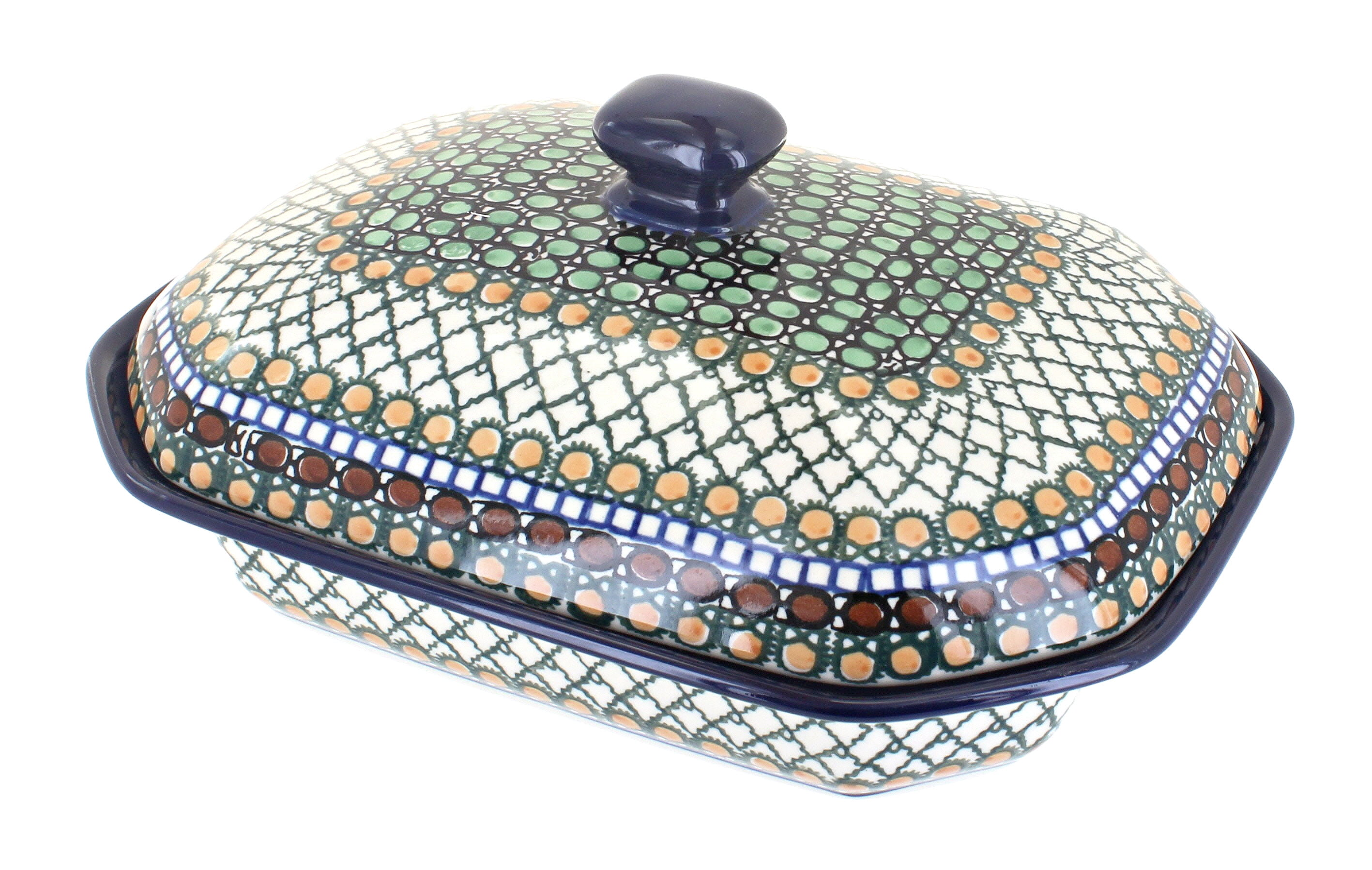Polish Pottery Loaf Baker Dish – Hand-Painted Tranquility Pattern, Oven/Microwave/Dishwasher Safe