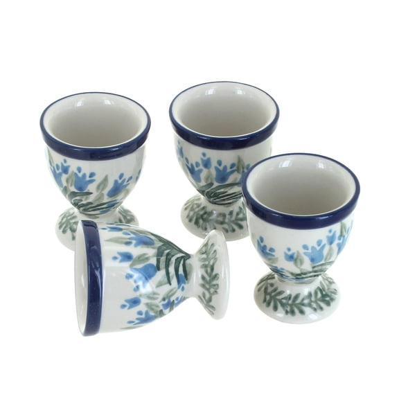 Blue Rose Polish Pottery Tulip Bouquet Egg Cup Set