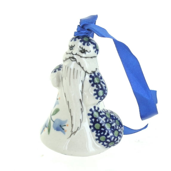 Blue Rose Polish Pottery Tulip Father Christmas Ornament