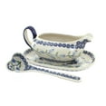 thumbnail image 1 of Blue Rose Polish Pottery Tulip Gravy Boat & Ladle, 1 of 2