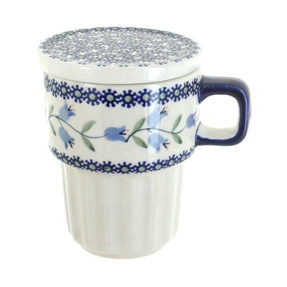 Blue Rose Polish Pottery Tulip Large Mug with Lid