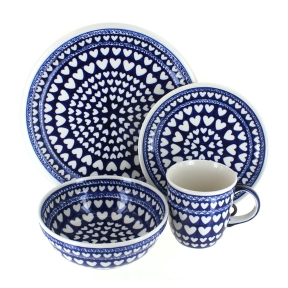Blue Rose Polish Pottery Valentina 16 Piece Dinnerware Set