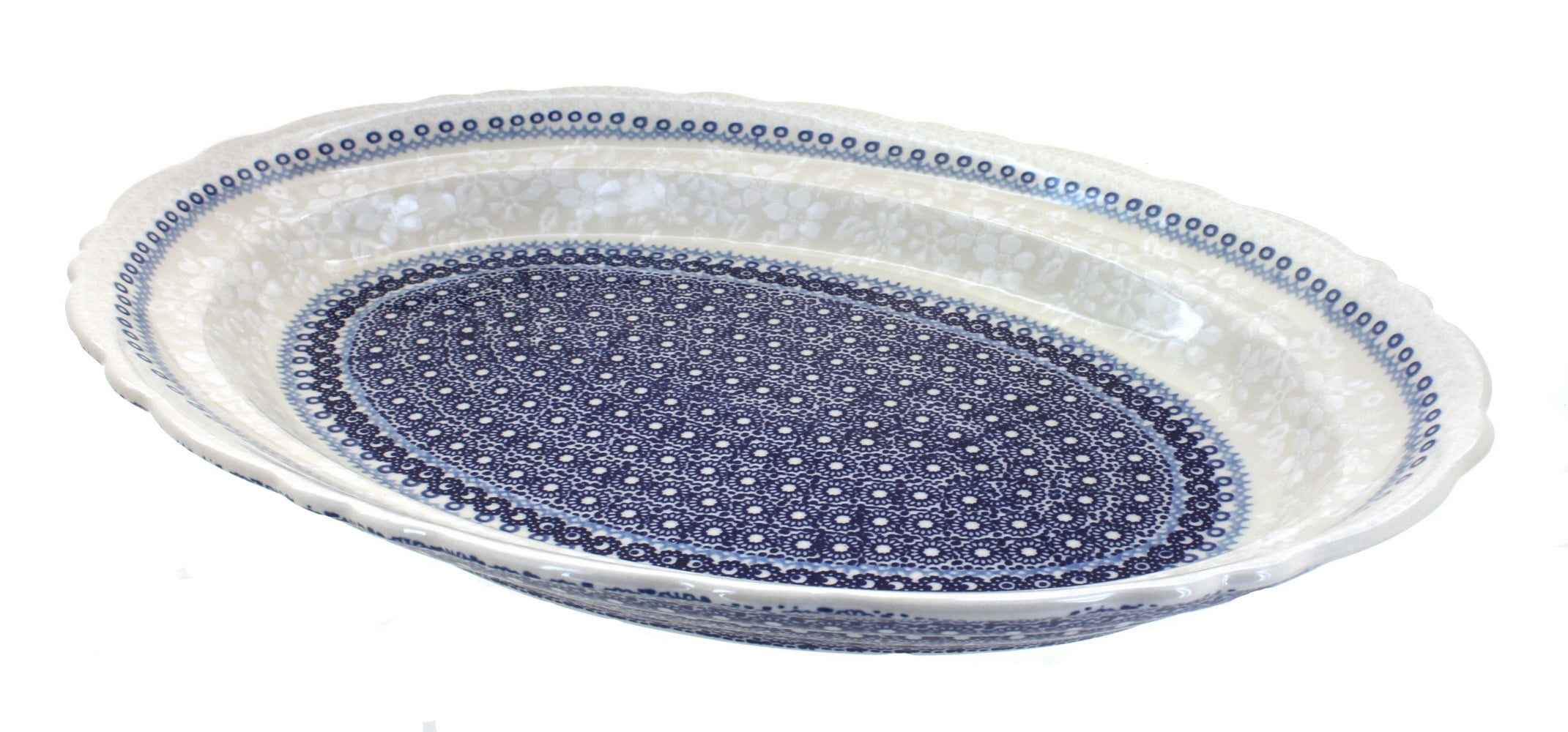 Victoria Blue and White Ceramic Oval Serving Platter