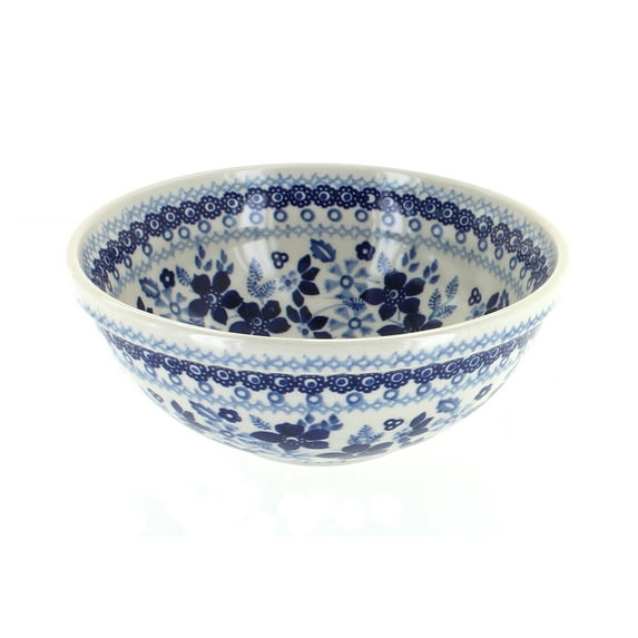 Blue Rose Polish Pottery Vintage Blue Daisy Cereal/Soup Bowl