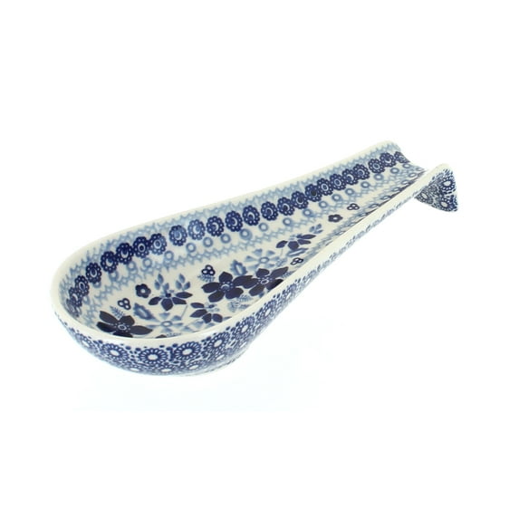 Blue Rose Polish Pottery Vintage Blue Daisy Medium Spoon Rest