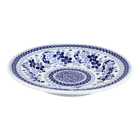 Blue Rose Polish Pottery Vintage Blue Daisy Soup Plate