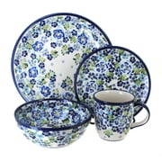Blue Rose Polish Pottery Vintage Violet 4 Piece Place Setting - Service for 1