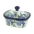thumbnail image 1 of Blue Rose Polish Pottery Vintage Violet Butter Tub, 1 of 2