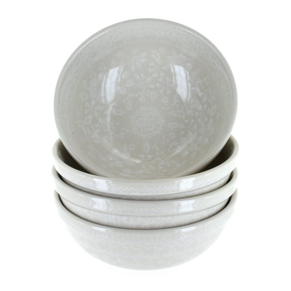 Blue Rose Polish Pottery White Lace 4 PC Dessert Bowl Set