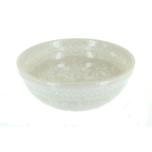 Blue Rose Polish Pottery White Lace Dessert Bowl