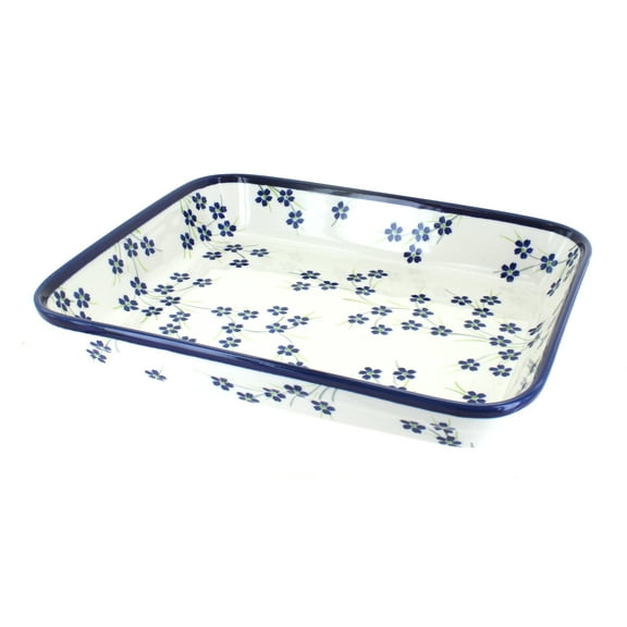 Blue Rose Polish Pottery Willow Medium Rectangular Baker