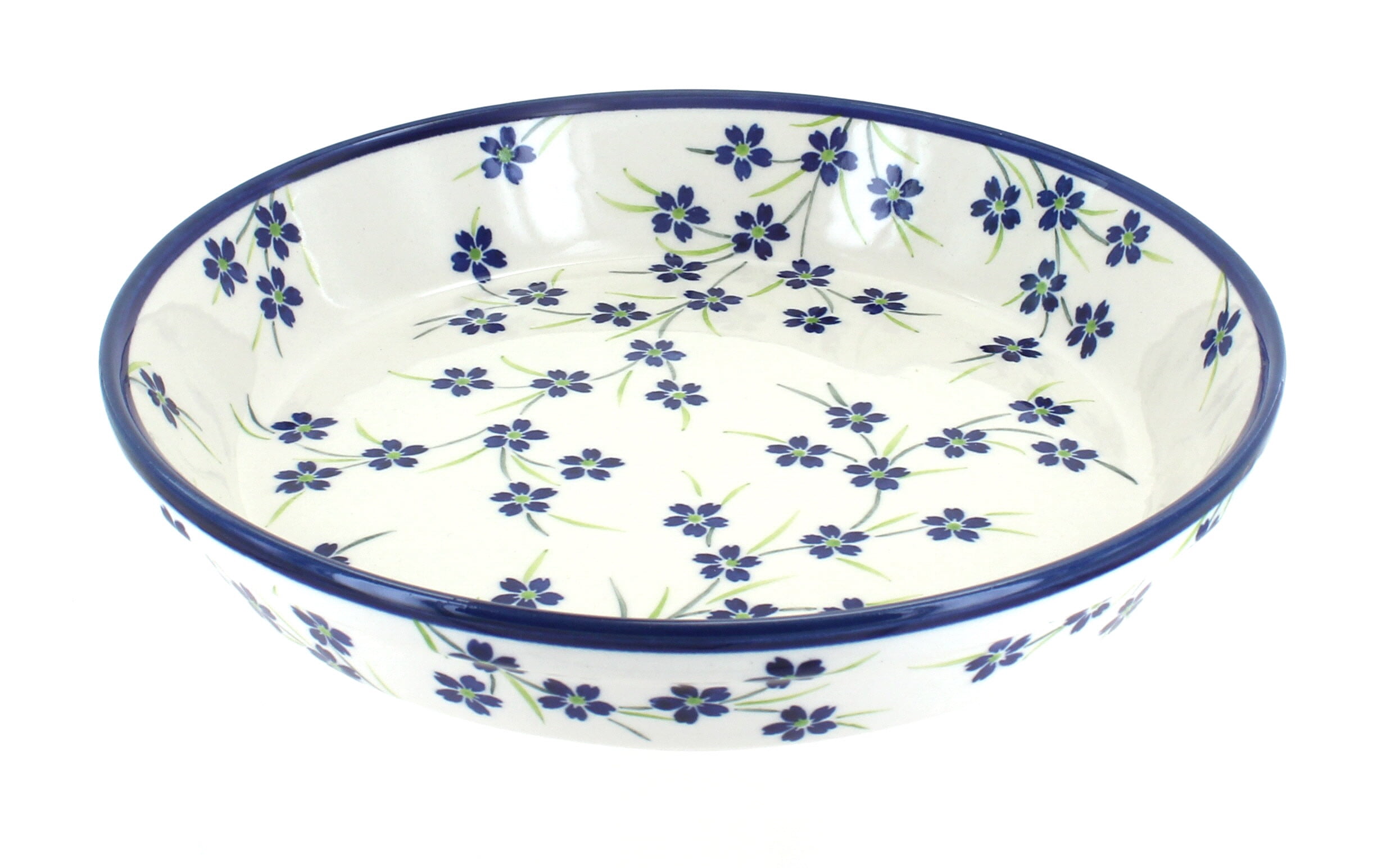 Talerz do pieczenia ciasta „Seaside Swirl” z ceramiki Blue Rose Polish Pottery – 9.75 cala, kamionkowy, nadający się do piekarnika