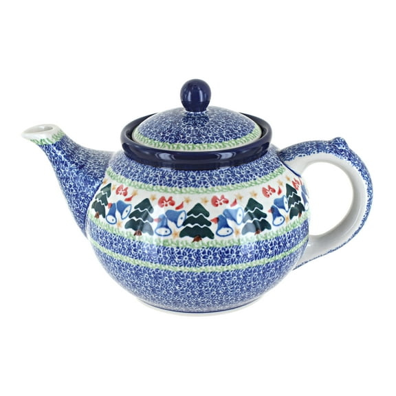 Blue Rose Polish Pottery Winter Bells Medium Teapot
