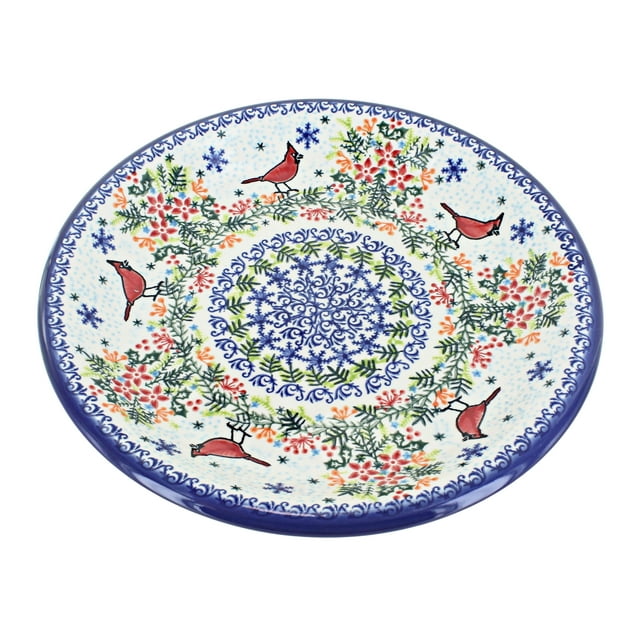 Polish Pottery Winter Celebration Pie Plate - Handcrafted Ceramic, Durable