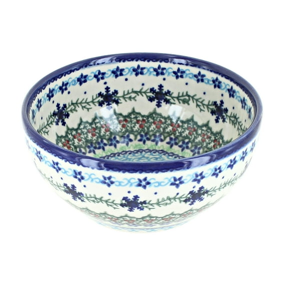 Blue Rose Polish Pottery Winter Celebration Cereal/Soup Bowl