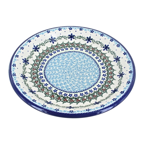 Blue Rose Polish Pottery Winter Celebration Dinner Plate