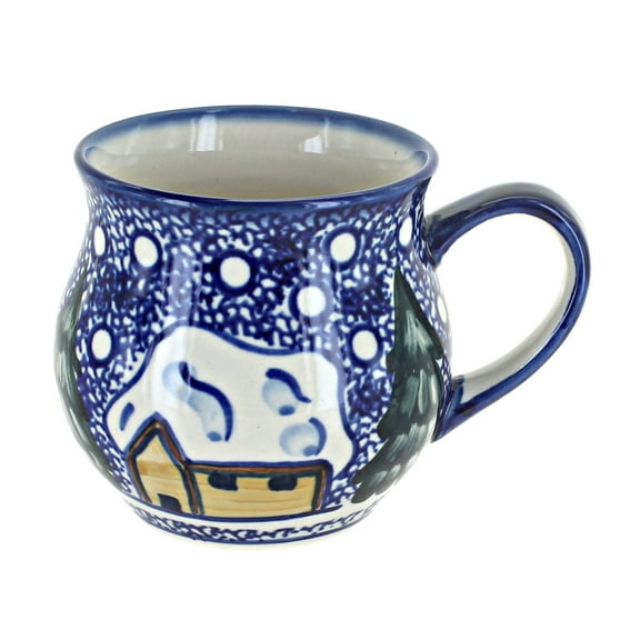 Blue Rose Polish Pottery Winter Forest Bubble Mug