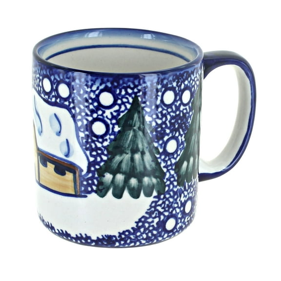 Blue Rose Polish Pottery Winter Forest Coffee Mug