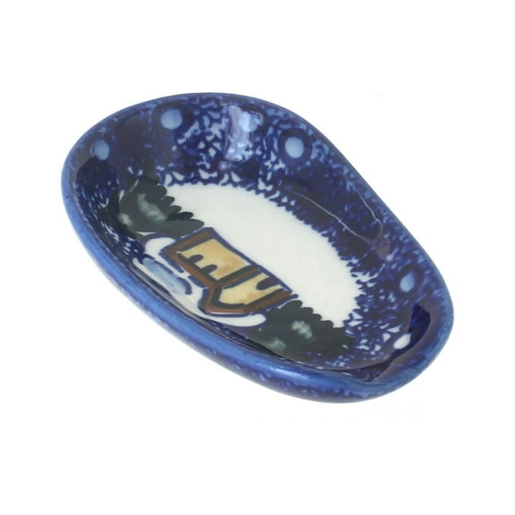 Blue Rose Polish Pottery Winter Forest Small Spoon Rest