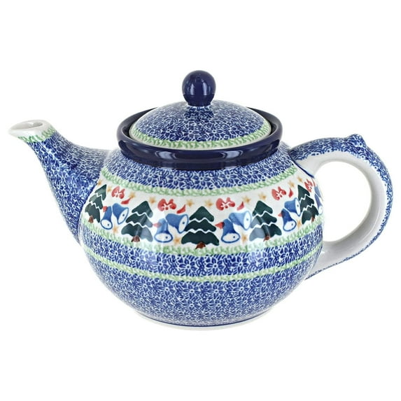 Blue Rose Polish Pottery Winter Medium Teapot