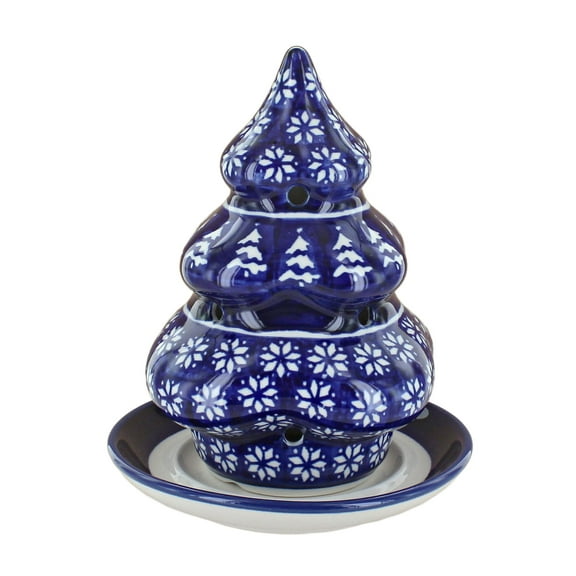 Blue Rose Polish Pottery Winter Nights Christmas Tree Luminary