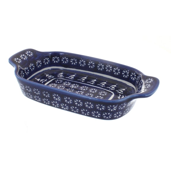 Blue Rose Polish Pottery Winter Nights Rectangular Dish