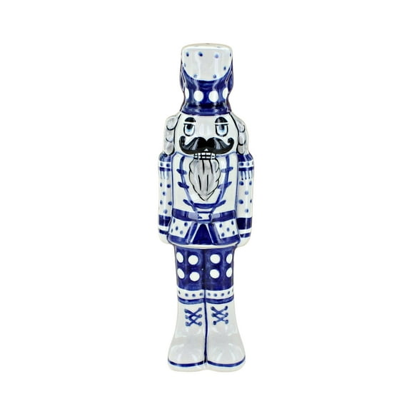 Blue Rose Polish Pottery Winter White Small Nutcracker Figurine