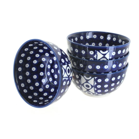 Blue Rose Polish Pottery Xena 4 Piece Dessert Bowl Set