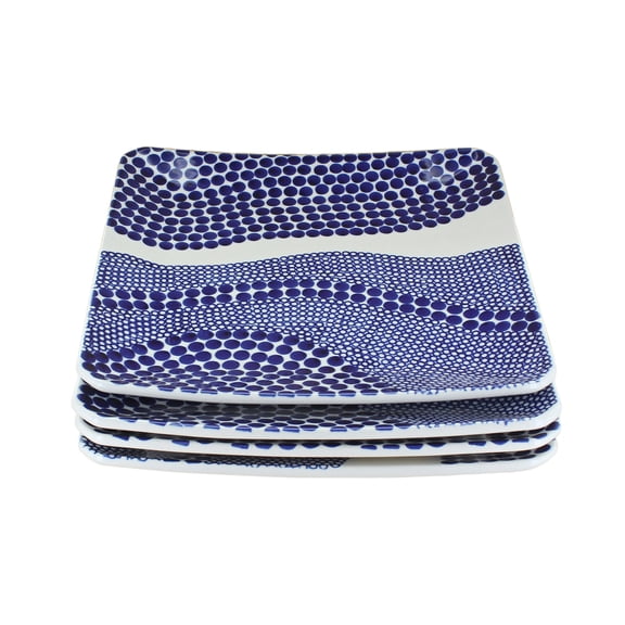 Blue Rose Polish Pottery Zara Square Dinner Plate Set