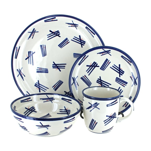 Blue Rose Polish Pottery Zoe 4 PC Place Setting - Service for 1