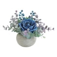 thumbnail image 1 of GlamourGarden Mini 6” Artificial Silk Blue Roses Home Bouquet, 1 of 7