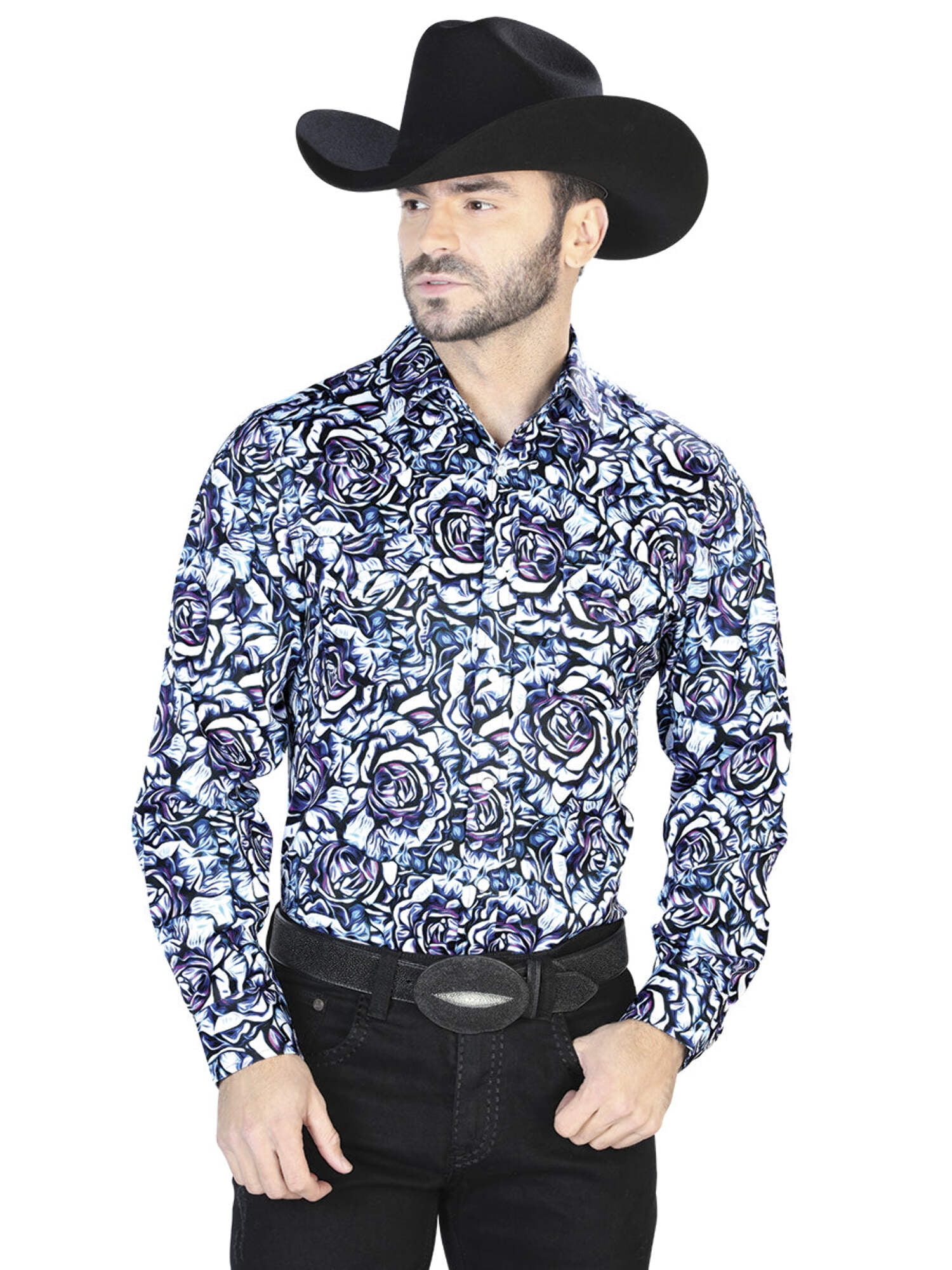 Floral Blue Long Sleeve Shirt